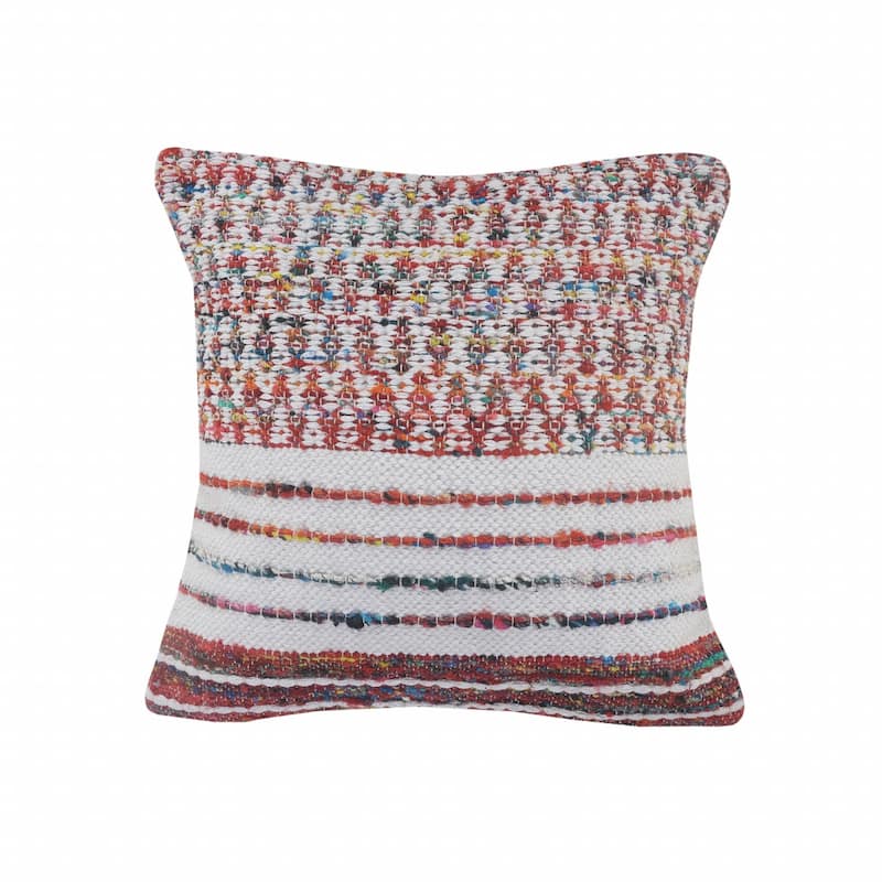 HomeRoots 20" X 20" Red Green Blue Yellow Orange And Pink Polyester Geometric Zippered Pillow