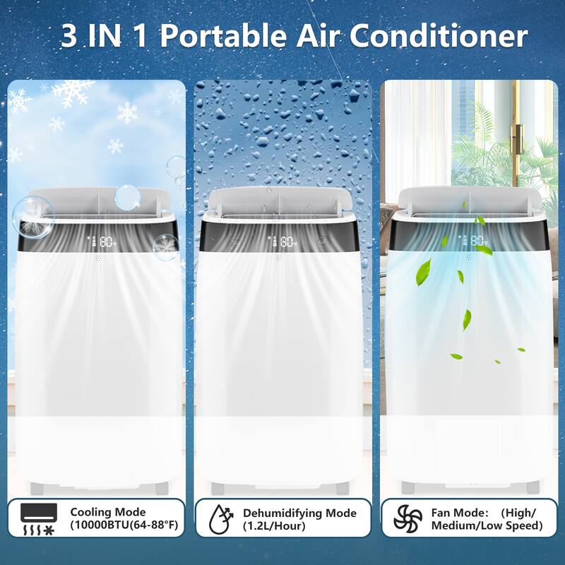 10000Btu Portable Air Conditioners Cool up to 450 Sq Ft, 24H Timer