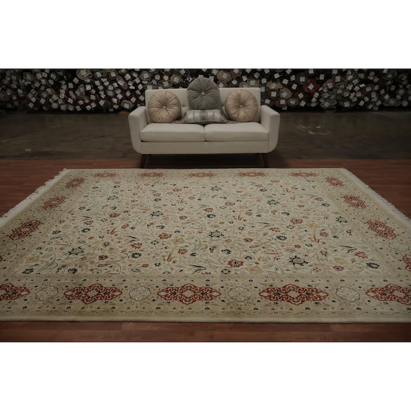 Hand Knotted Oriental 100% Wool Carpet Traditional All-Over Beige & Ivories Ziegler Area Rug - 10' 4'' X 8' 1''