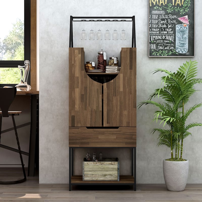 Marcus Contemporary Metal Multi-storage Wine Cabinet by Furniture of America