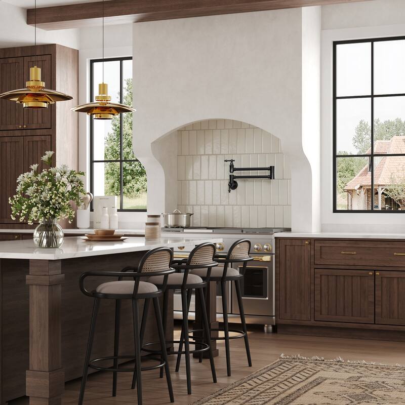 GRANDJOY Wall‑Mount Pot Filler Faucet with Dual Handle Control,High Flow Cold Water Faucet for Stove, Foldable Design