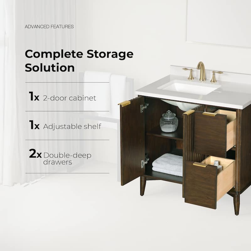 Gabi Bathroom Vanity with White Engineered Stone Top