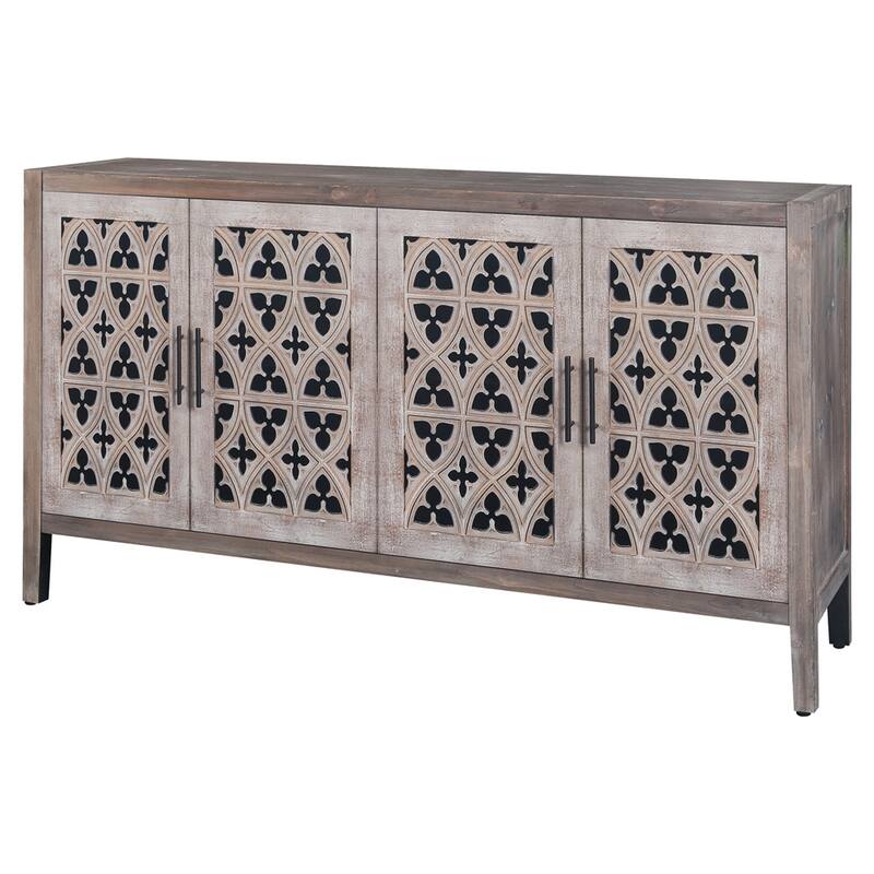 Hollow Four Door Antique Cabinet, American Country Style,TV Cabinet