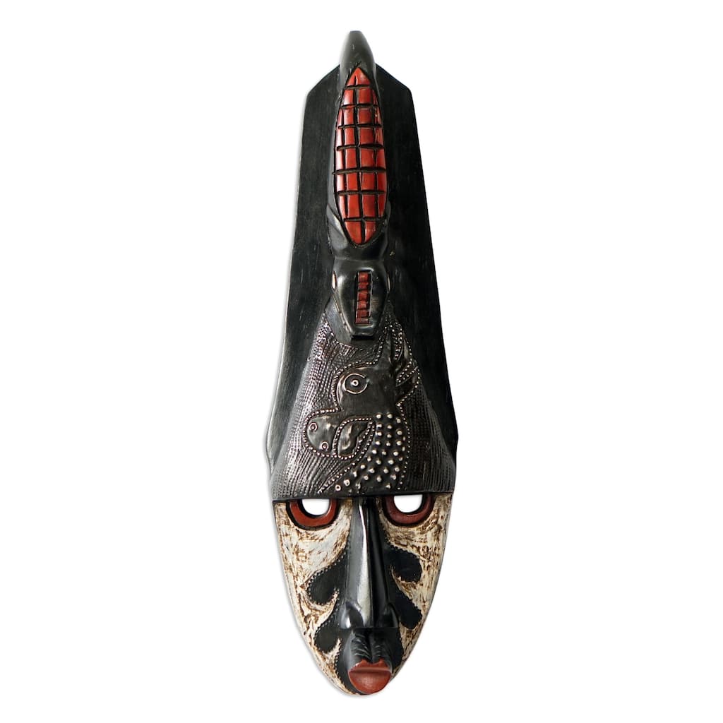 Novica Handmade Watchful Crocodile African Wood Mask