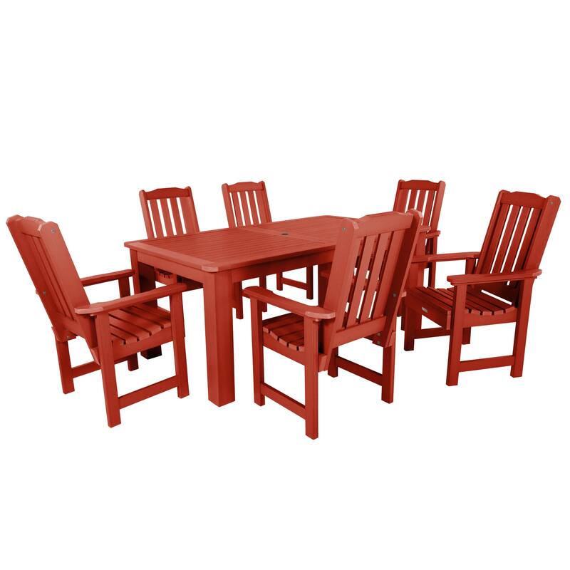 HIGHWOOD 7-Piece Outdoor Dining Set - 42" x 72" Table, Dining-height - Rustic Red