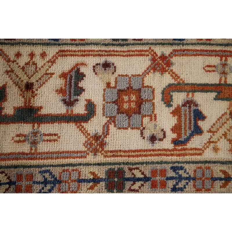Geometric Heriz Serapi Indian Area Rug Handmade Wool Carpet - 8'8" x 12'2"