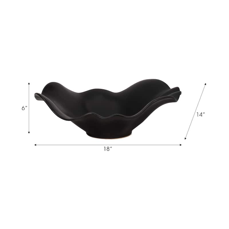 Sagebrook Home 18" Metal Ruffled Edge Bowl, 6"H - 18" x 14" x 6"