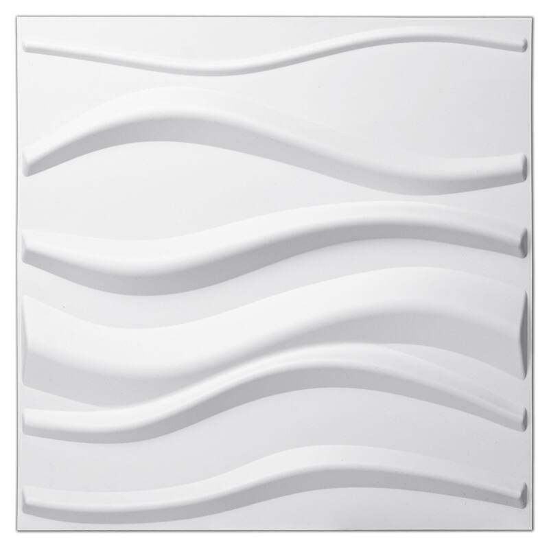 White PVC 3D Panel for Interior Wall Decor, Wavy Textured Tile,19.7 x 19.7in.(32 sq.ft/box) - N/A - White