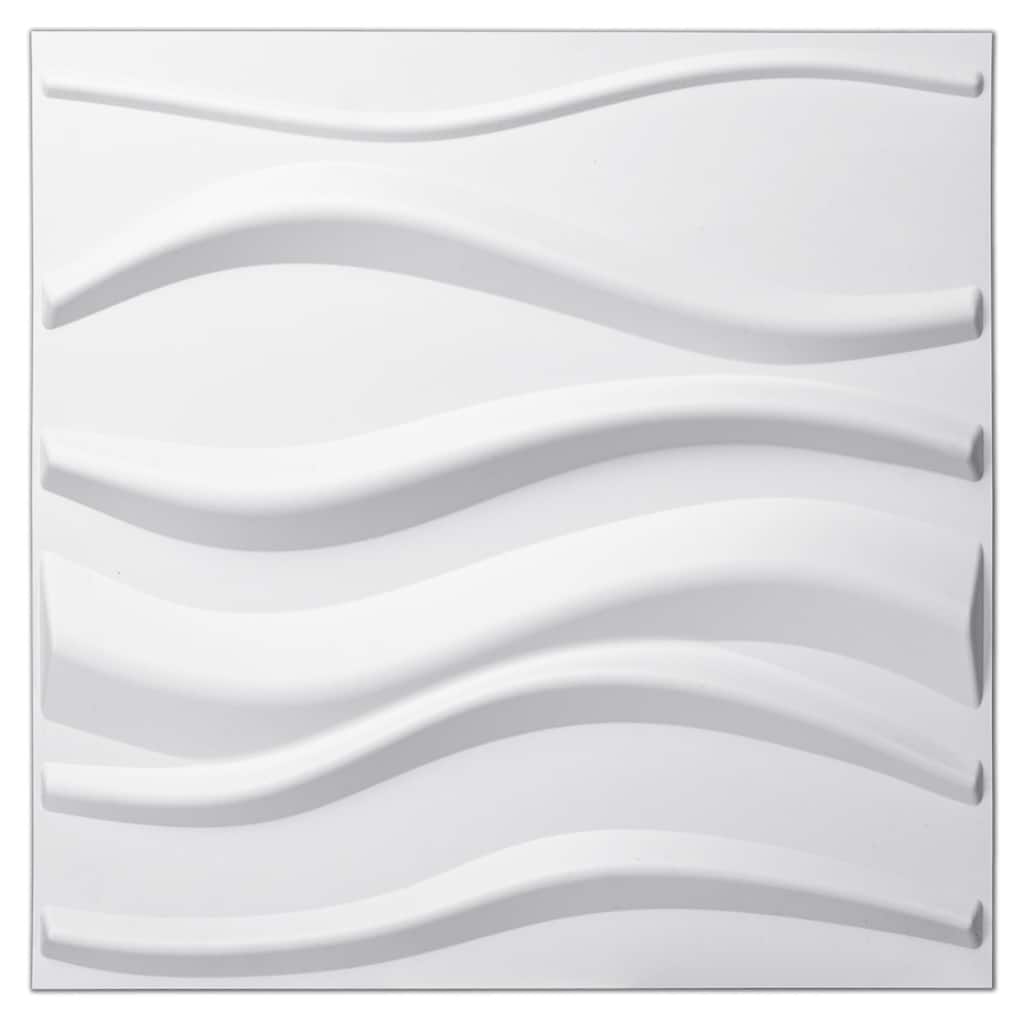 White PVC 3D Panel for Interior Wall Decor, Wavy Textured Tile,19.7 x 19.7in.(32 sq.ft/box) - N/A