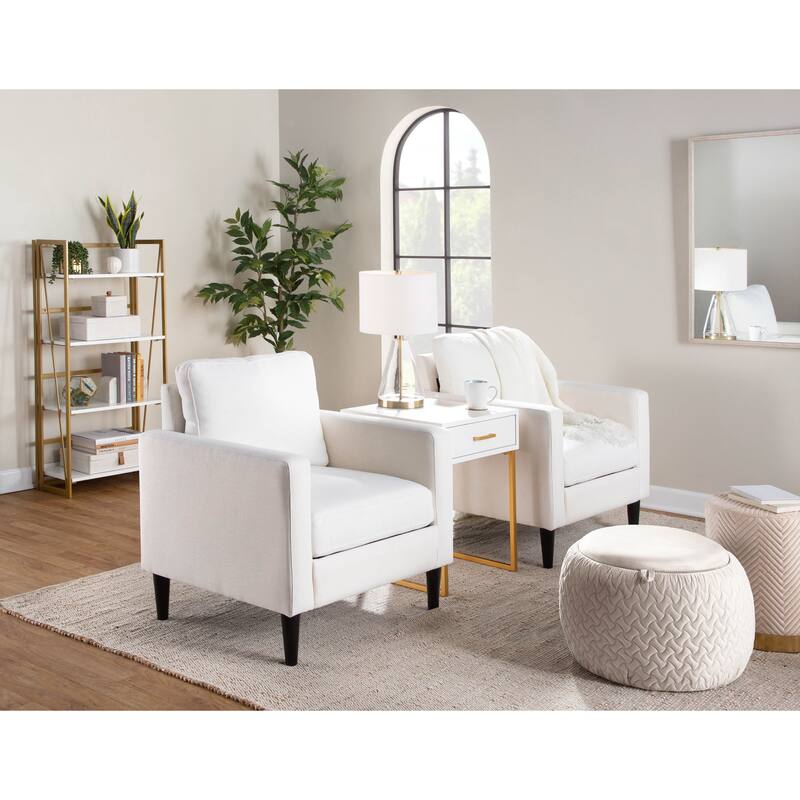 Carson Carrington Astrid Pouf with Natural Wood Tray Top
