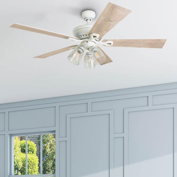 slide 2 of 17, The Gray Barn Grumio Distressed White 52-inch Ceiling Fan with 5 Barnwood Blades 52-inch - Distressed White - Hardwired