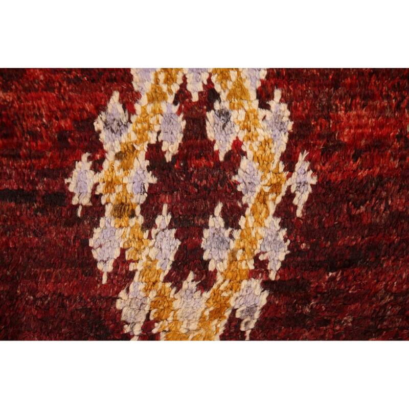 Hand Knotted Oriental 100% Wool Carpet Modern Tribal Red Moroccan Area Rug - 8' 3'' X 5' 3''