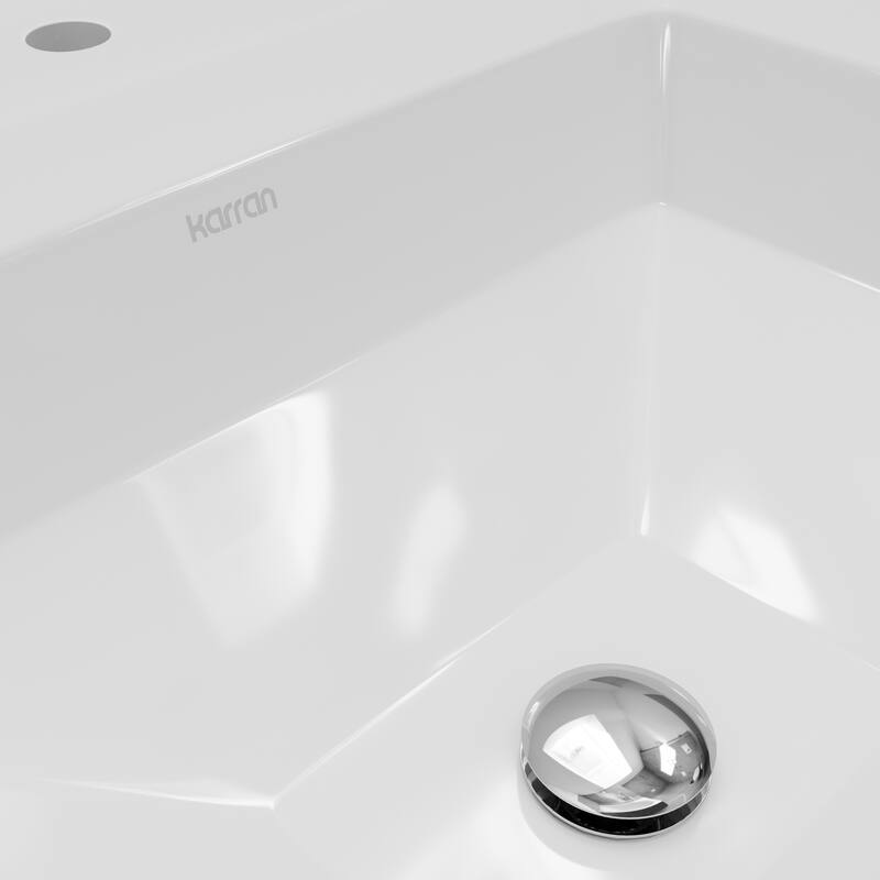 Karran Valera 23" Curved Rectangular Top Mount Vitreous China Bathroom Sink in White