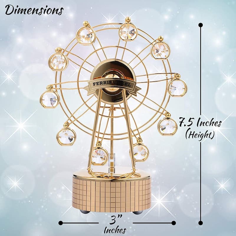 Matashi Home Decorative Showpiece 24K Gold Plated Music Box with Crystal Studded Ferris Wheel FigurineIt's a Small World