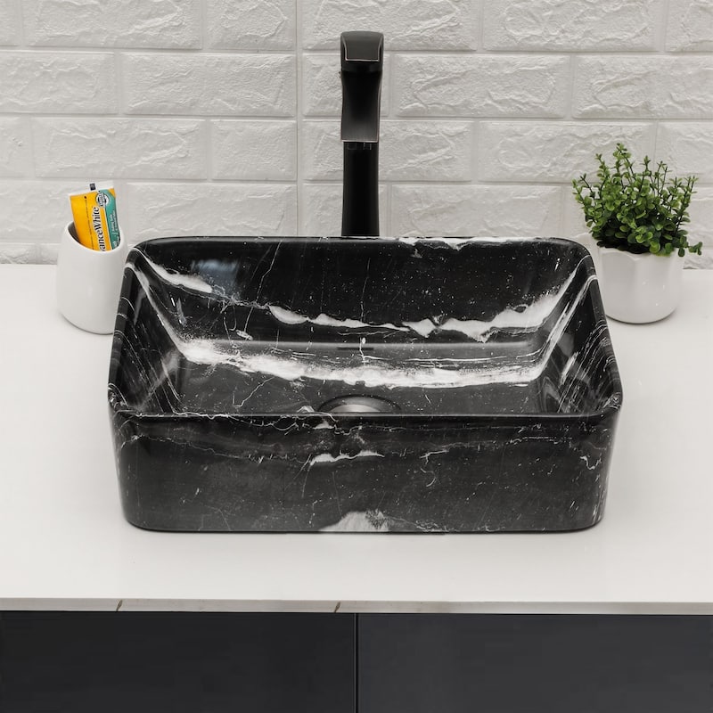 19"x15" Modern Marble Rectangle Vessel Bathroom Sink