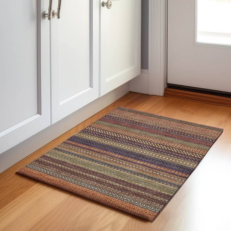 Premium Washable Super Soft Boho Stripes Mayfield Rug - Paprika - 1' 8" x 2' 6" - Rectangle
