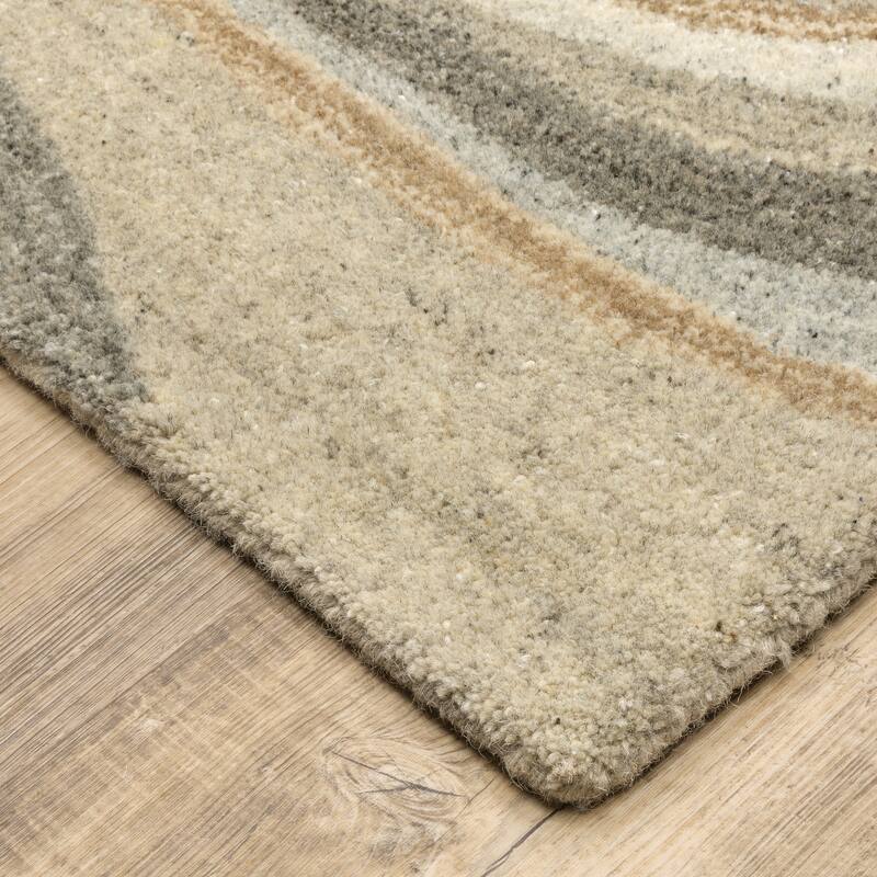 Style Haven Alana Abstract Waves Hand-made Natural Colored Wool Area Rug