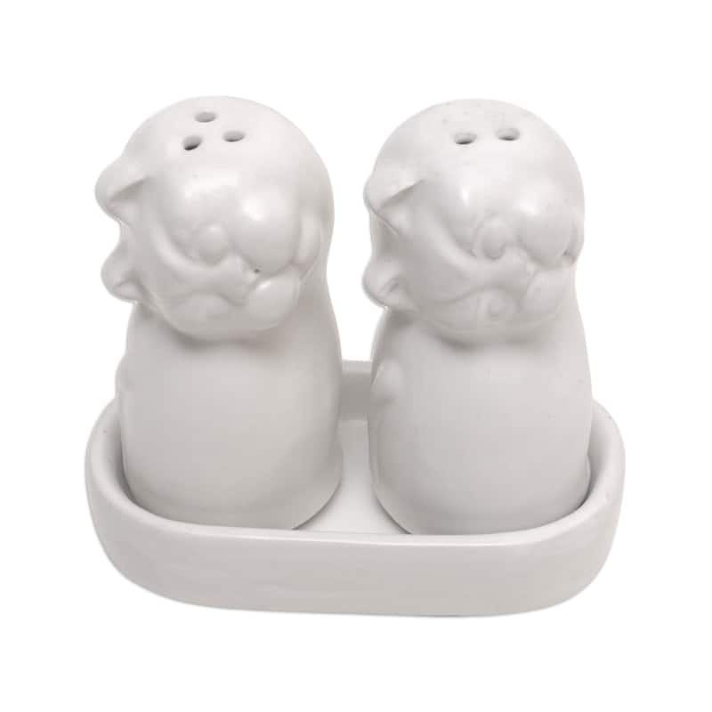 Novica Handmade Bright Felines Ceramic Salt And Pepper Set