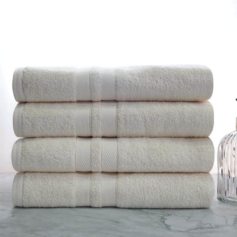 Blue Nile Mills Geneva Cotton Solid Bath Towel, Set of 4 - Ivory
