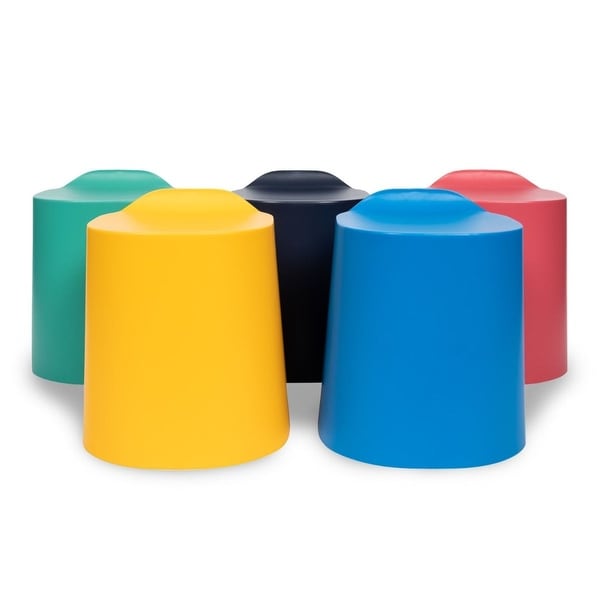 Offex Indoor Outdoor Assorted Kids Classroom Library TailFin Plastic Stackable Stools - 5 Pack