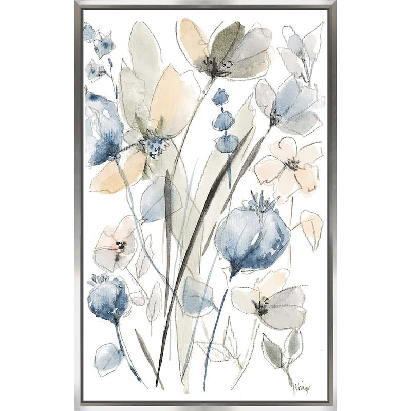 "Blue And White Floral II" Print on Floating Canvas