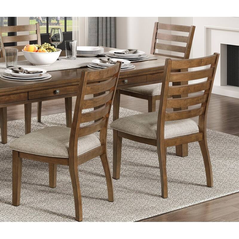 Cherry Finish Traditional Style Side Chairs Set of 2pc with Wooden Frame and Ladder Back Design