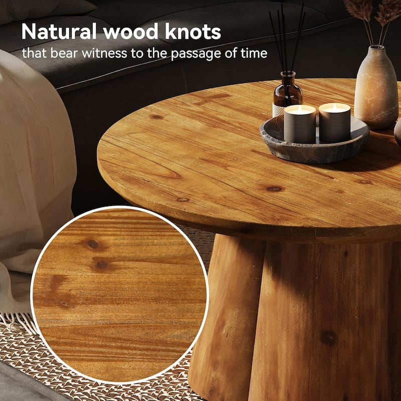 31.5-Inch Farmhouse Solid Wood Coffee Table with Robust Base for Living Room, Small Space, Apartment