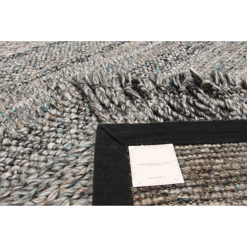 ECARPETGALLERY Braid weave Sienna Dark Grey Wool Rug - 5'1 x 8'1
