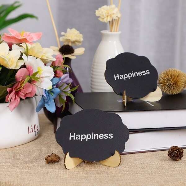 Wood Mini Chalkboard Signs Tags with Base Stand for Parties Message Board Sign 
