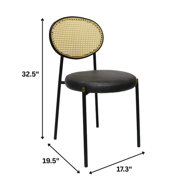 dimension image slide 6 of 11, Leisuremod Euston Modern Velvet/Leather Dining Chair - Minimalist Wicker Back Accent Chair for Home Living Room & Kitchen