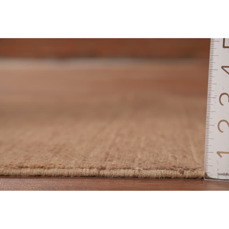 Brown Solid Gabbeh Oriental Runner Rug Hand-Knotted Wool Carpet - 3'0"x 12'9"