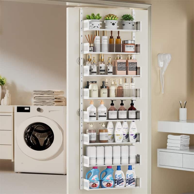 8-Tier Over the Door Pantry Organizer - 5.51"D x 16.54"W x 63.74"H - White - 5.51"D x 16.54"W x 63.74"H