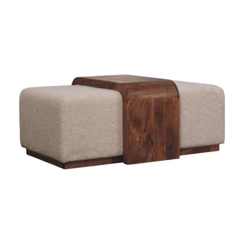 Artisan Furniture Solid Wood Arden Bench Duo, Boucle