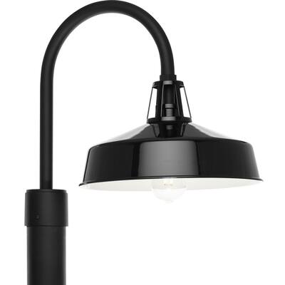 Cedar Springs Collection One-Light Gloss Black Metal Shade Farmhouse Outdoor Post Lantern - 13.25 in x 18.5 in x 17 in