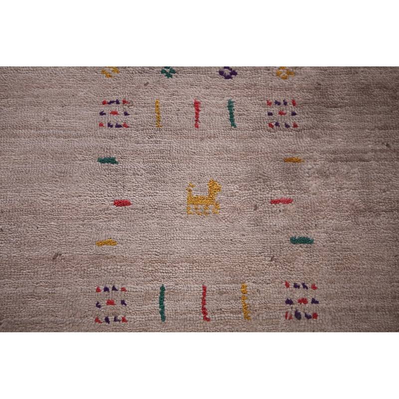 Gabbeh Indian Area Rug Hand-Knotted Beige Wool Carpet - 4'9"x 7'9"