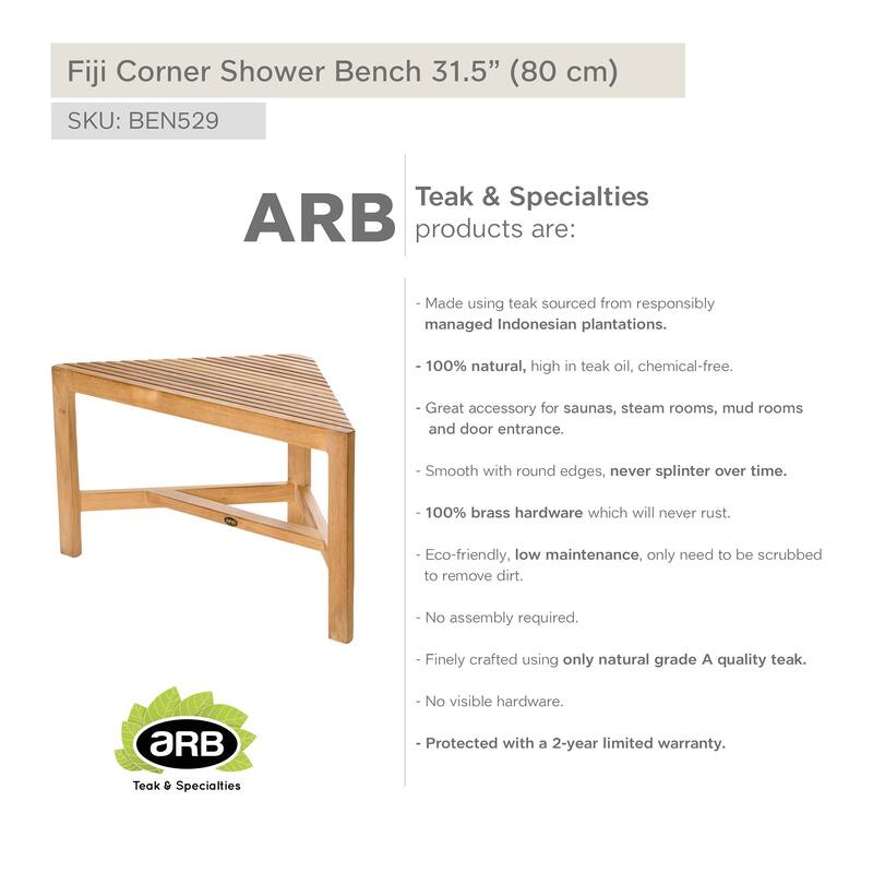Teak Shower Bench Fiji corner 31" (80 cm)