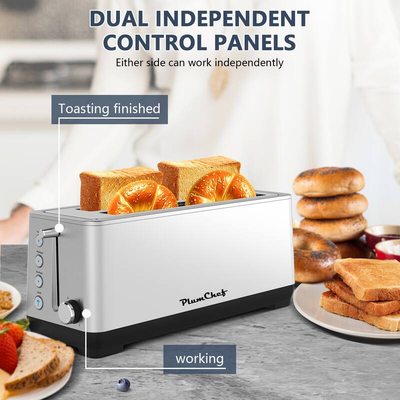Anmytek Stainless Steel Countertop Toaster - 4-Slice Extra-Wide Long Slot, 6 Browning Settings,1500W