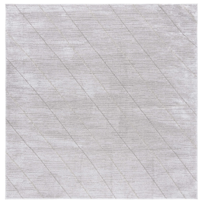 SAFAVIEH Neptune Francies Contemporary Rug - 6'7" Square - Light Grey/Grey