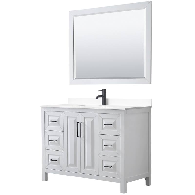 Wyndham Collection Daria 48" Free Standing Single Basin Vanity Set - White / White Cultured Marble Top / Matte Black