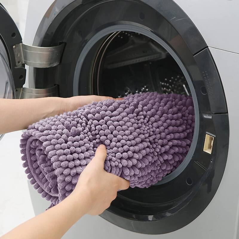 Ultra Soft Striped Non Slip Chenille Bathroom Rug Set 3 Pieces