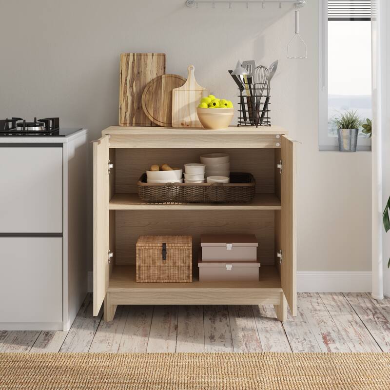 EROMMY Fluted Storage Cabinet with Double Doors & Adjustable Shelves - Modern 31"/55" Accent Buffet Cabinet for Kitchen,Room