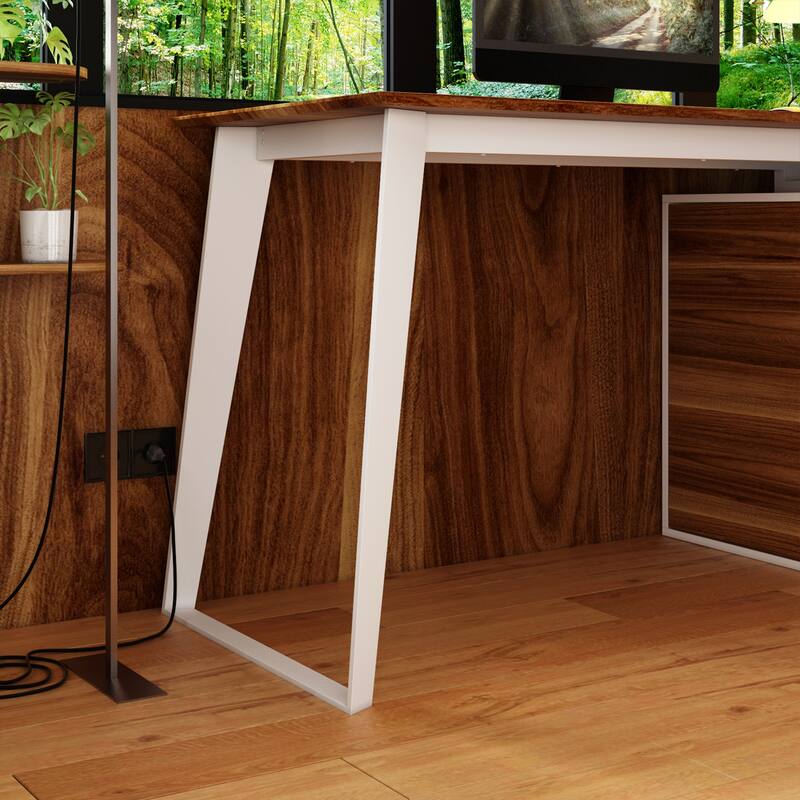 54.3" Kerrogee Office Computer Desk Corner Desk Reversible Cabinet