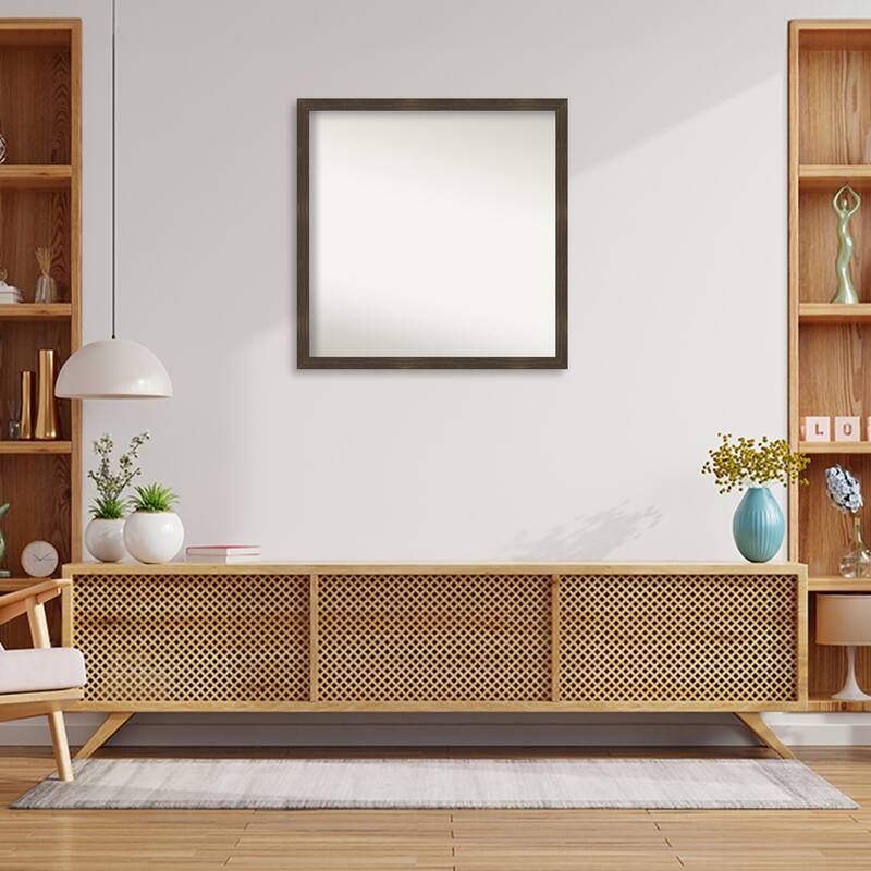 Woodgrain Stripe Non-Beveled Wood Framed Wall Mirror