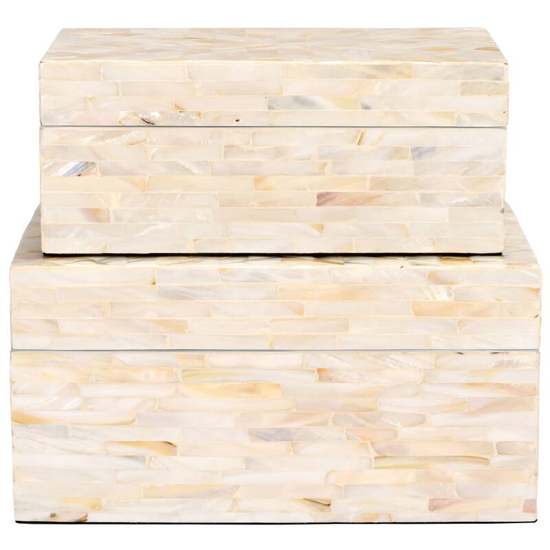 SAFAVIEH Asbjorg Set of 2 Boxes (Fully Assembled) - 9.8 In. W x 5.9 In. D x 4.9 In. H - 10Wx6Dx5H