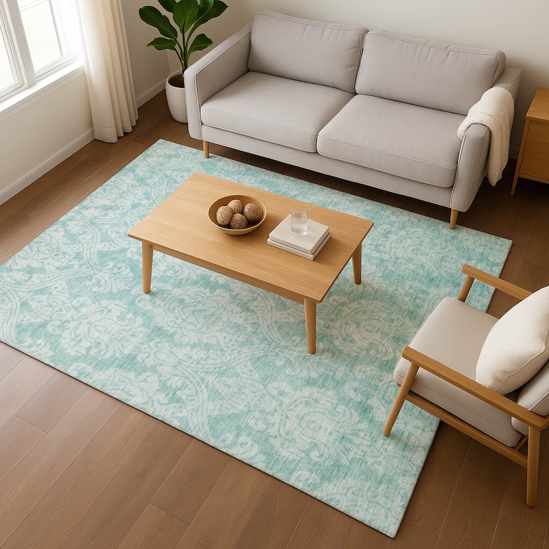 Premium Washable Super Soft Traditional Damask Mayfield Rug