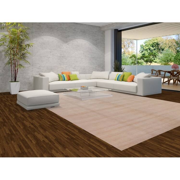 Hand Knotted Oriental 100% Wool Carpet Modern Solid Peach Gabbeh Area Rug - 14' 4'' X 10' 1''