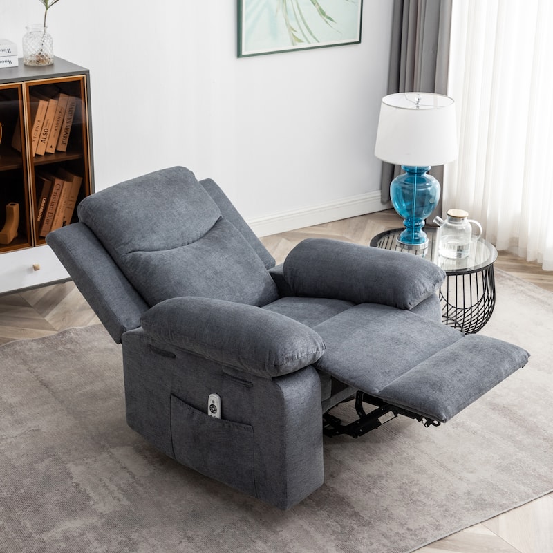 Velvet Fabric Power Recliner Chair with Massage and Heating
