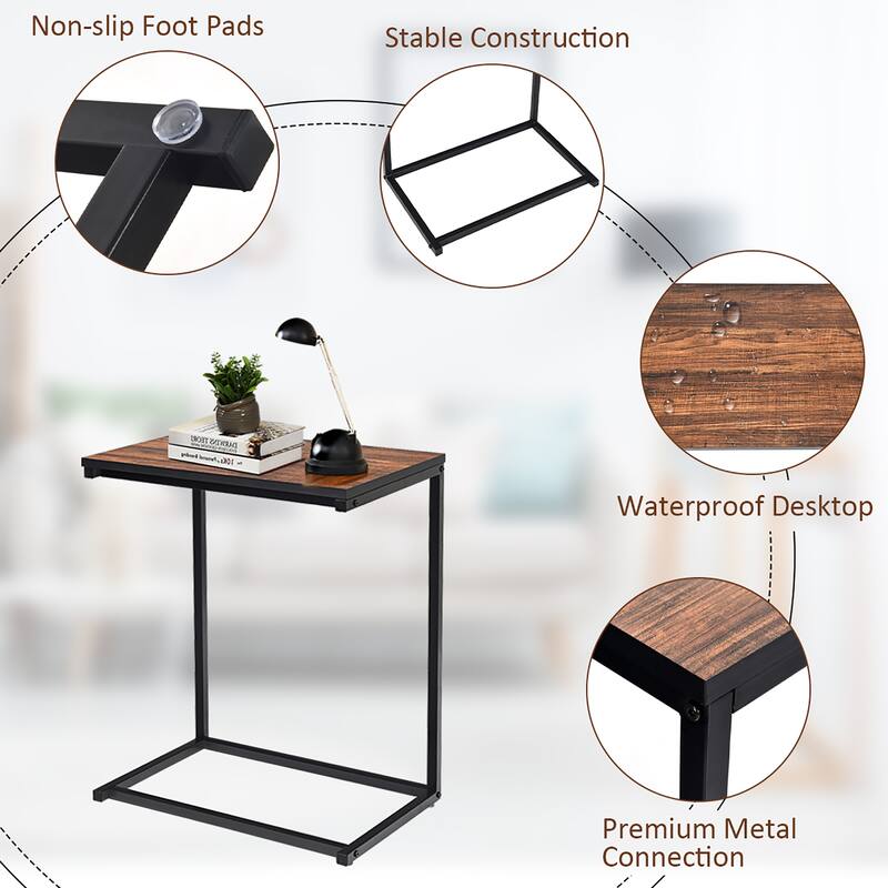 C Shaped End Table Laptop Holder End Stand Desk for Home and Office