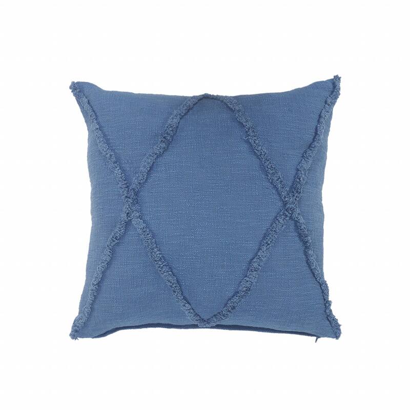 HomeRoots 26" X 26" Cobalt Blue 100% Cotton Zippered Pillow