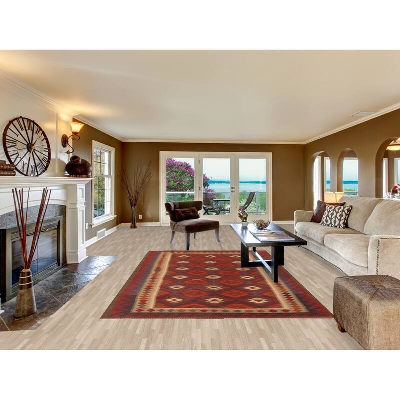 Reversible Tribal Kilim Oriental Rug Hand-woven Bedroom Wool Carpet - 6'3" x 9'10"